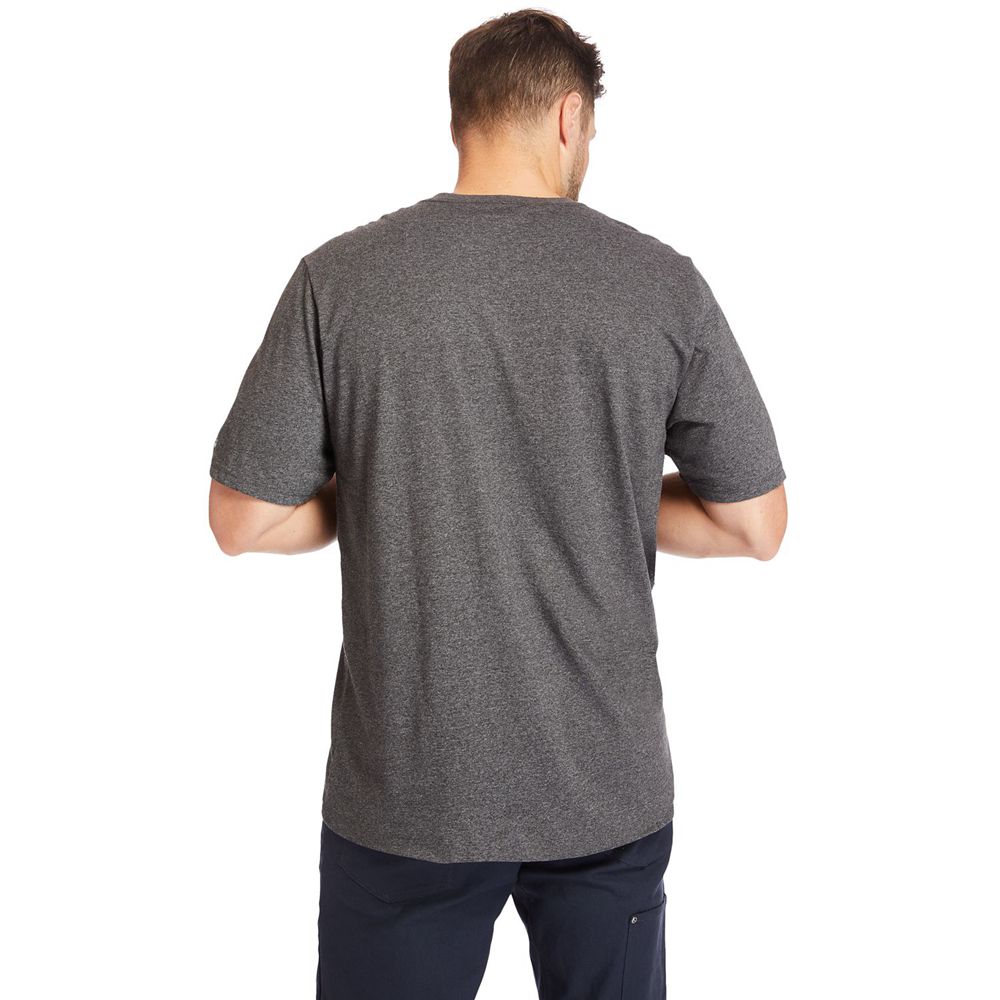 Camisetas Timberland Argentina Hombre - Pro® Big & Tall Base Plate Short-Sleeve - Gris Oscuro - FZOI